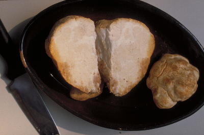 desert truffles sliced in a pan.  photo from Aramco.  used by permission